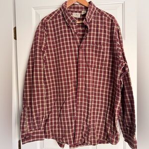 L.L. Bean plaid flannel shirt men’s XL reg. Dk red, broken in!